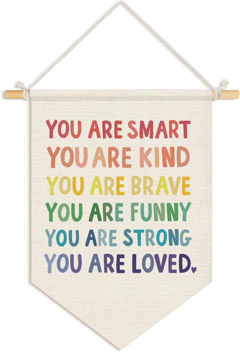 Wheatwin Motivational Wall Art Framed, Playroom Boho Classroom Decor Wall Hanging Pennant Flag Banner, Inspirational Wall Decor for Nursery Toddler Room Bedroom Classroom 15x11 Inch - Image 1